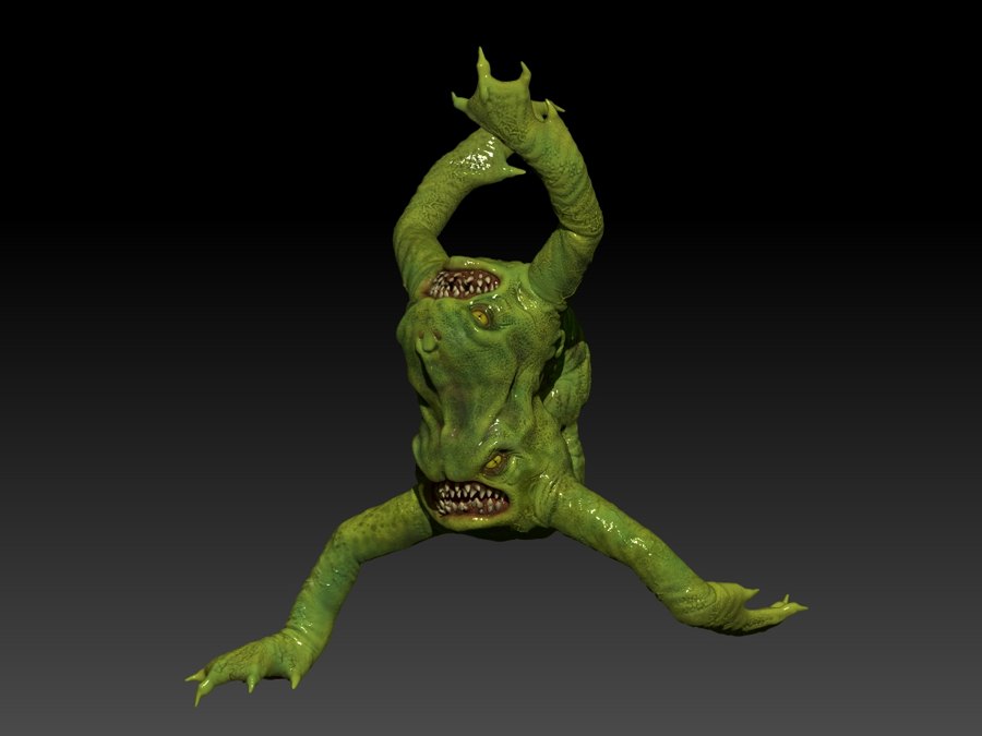 The creature with arms raised, front view