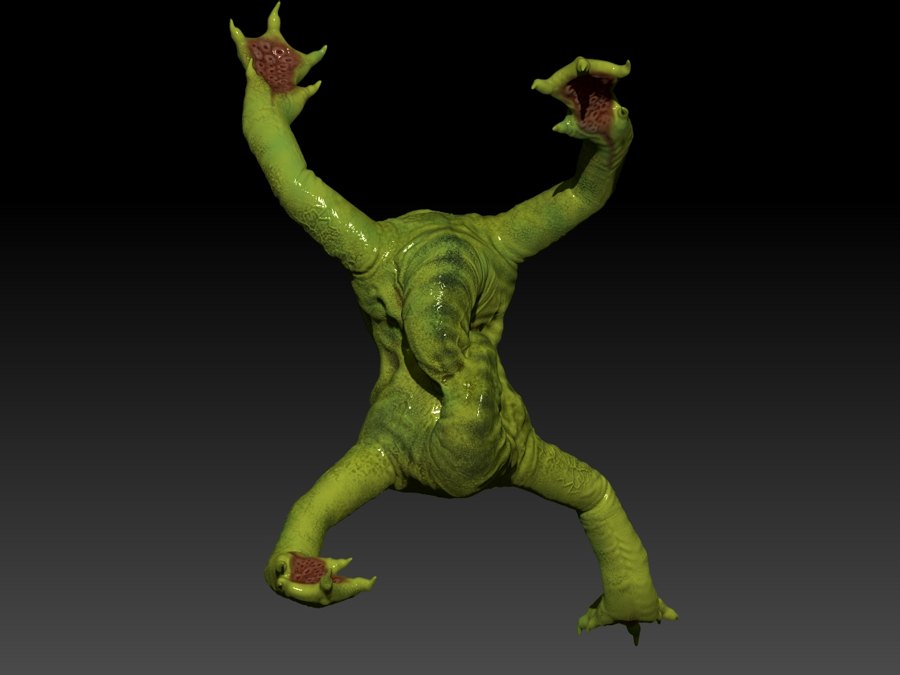 The creature, rear view
